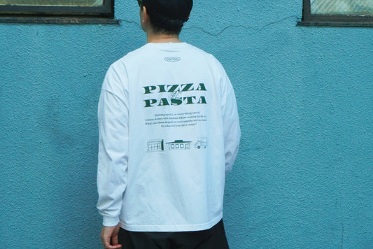 PIZZERIA COTTON Long Sleeve T-shirt（White）