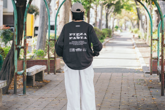 PIZZERIA COTTON Long Sleeve T-shirt（Sumi Black）